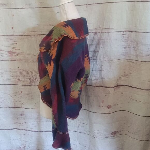 Rhonda Stark Southwestern Wool Jacket with Bell Sleeves Size Medium - Picture 4 of 6